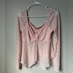 Women’s pink babydoll lace handkerchief hem top women’s XL Fairy Cottagecore